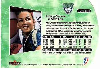2000 Ultra WNBA - Gold Medallion #134G Maylana Martin Back