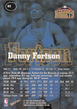 1997-98 SkyBox Premium #92 Danny Fortson Back