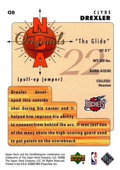 1999-00 Upper Deck Legends - NBA Originals #O6 Clyde Drexler Back