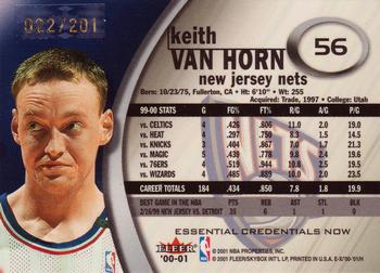 2000-01 E-X - Essential Credentials #56 Keith Van Horn Back