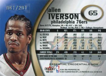 2000-01 E-X - Essential Credentials #65 Allen Iverson Back