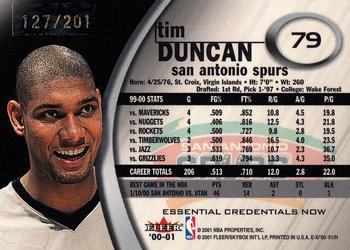 2000-01 E-X - Essential Credentials #79 Tim Duncan Back