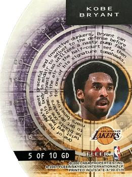 2000-01 E-X - Gravity Denied #5 GD Kobe Bryant Back