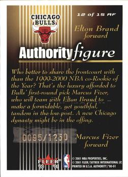 2000-01 Fleer Authority - Authority Figure #12 AF Marcus Fizer / Elton Brand Back