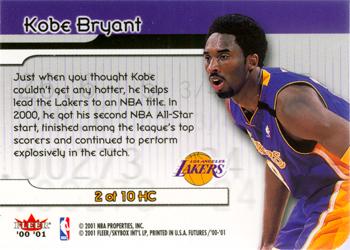 2000-01 Fleer Futures - Hot Commodities #2 HC Kobe Bryant Back