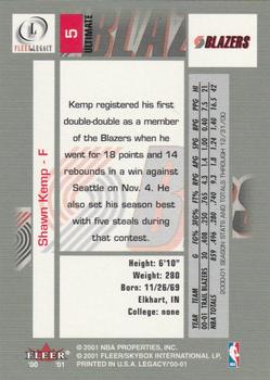 2000-01 Fleer Legacy - Ultimate #5 Shawn Kemp Back