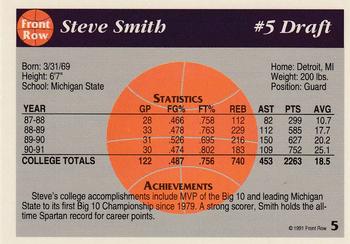 1991 Front Row Top 10 Draft Picks #5 Steve Smith Back