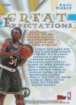 2000-01 Topps Gold Label - Great Expectations #GE6 Paul Pierce Back