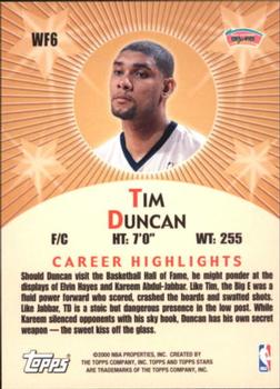 2000-01 Topps Stars - Walk of Fame #WF6 Tim Duncan Back