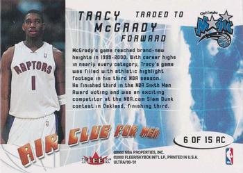 2000-01 Ultra - Air Club for Men #6 AC Tracy McGrady Back