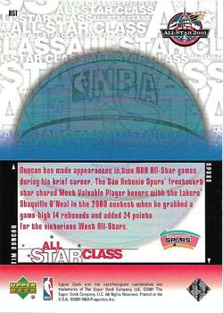 2000-01 Upper Deck - All-Star Class #AS1 Tim Duncan Back