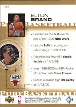 2000-01 Upper Deck - Pure Basketball #PB1 Elton Brand Back