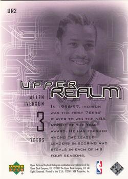 2000-01 Upper Deck Encore - Upper Realm #UR2 Allen Iverson Back