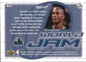 2000-01 Upper Deck MVP - World Jam #WJ7 Kevin Garnett Back