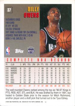 1997-98 Topps #37 Billy Owens Back