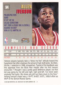 1997-98 Topps #54 Allen Iverson Back
