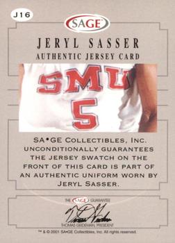 2001 SAGE - Authentic Jerseys Bronze #J16 Jeryl Sasser Back