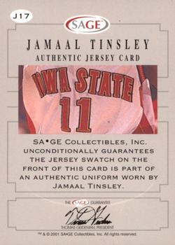 2001 SAGE - Authentic Jerseys Bronze #J17 Jamaal Tinsley Back