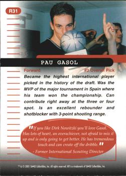 2001 SAGE HIT - Rarefied Silver #R31 Pau Gasol Back