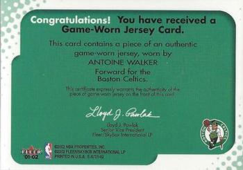 2001-02 E-X - Behind the Numbers Jerseys #NNO Antoine Walker Back