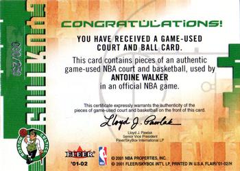 2001-02 Flair - Courting Greatness Ball and Court #NNO Antoine Walker Back