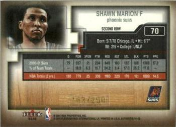 2001-02 Fleer Authentix - Second Row Parallel #70 Shawn Marion Back