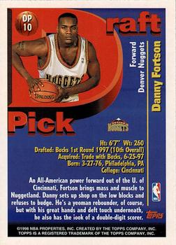 1997-98 Topps - Draft Pick Exchange #DP10 Danny Fortson Back