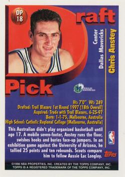 1997-98 Topps - Draft Pick Exchange #DP18 Chris Anstey Back