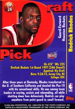 1997-98 Topps - Draft Pick Exchange #DP24 Rodrick Rhodes Back