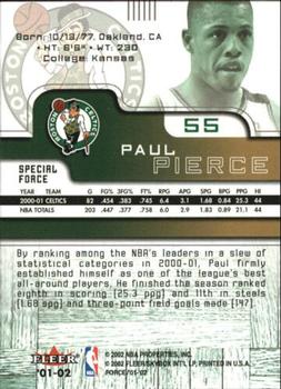 2001-02 Fleer Force - Special Force #55 Paul Pierce Back