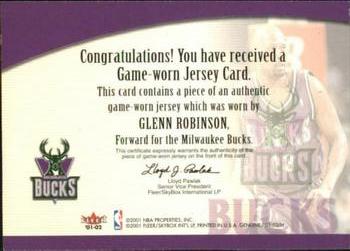 2001-02 Fleer Genuine - Names of the Game #NNO Glenn Robinson Back