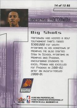 2001-02 Fleer Maximum - Big Shots #14 BS Anfernee Hardaway Back