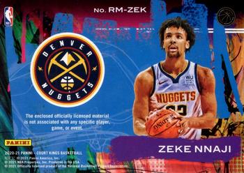 2020-21 Panini Court Kings - Rookie Expression Memorabilia #RM-ZEK Zeke Nnaji Back