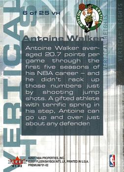 2001-02 Fleer Premium - Vertical Heights #6 VH Antoine Walker Back