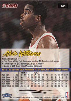 1997-98 Ultra #185 Alvin Williams Back