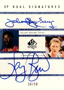 2001-02 SP Authentic - SP Dual Signatures #DR/LB Julius Erving / Larry Bird Front