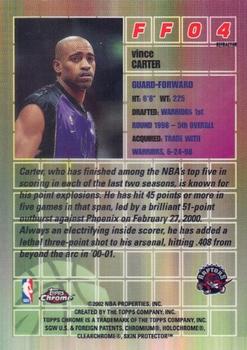 2001-02 Topps Chrome - Fast and Furious Refractors #FF04 Vince Carter Back