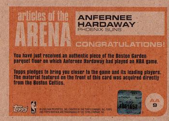 2001-02 Topps Heritage - Articles of the Arena Relics #AA9 Anfernee Hardaway Back
