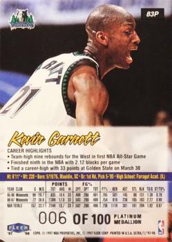 1997-98 Ultra - Platinum Medallion #83P Kevin Garnett Back