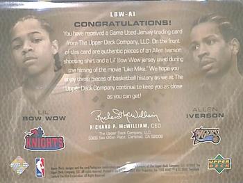 2001-02 Upper Deck Inspirations - Like Mike #LBW-AI Allen Iverson / Bow Wow Back