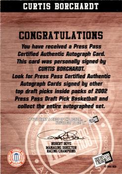 2002 Press Pass - Autographs #NNO Curtis Borchardt Back
