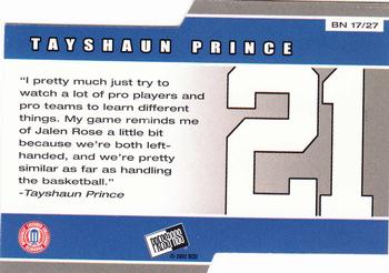 2002 Press Pass - Big Numbers #BN17 Tayshaun Prince Back