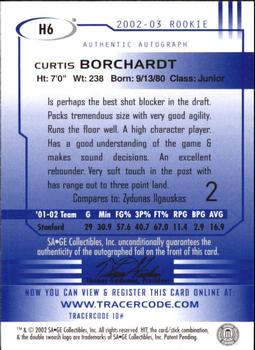 2002 SAGE HIT - Autographs Silver #H6 Curtis Borchardt Back