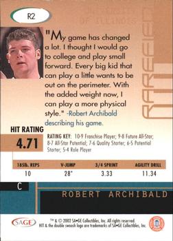 2002 SAGE HIT - Rarefied Emerald #R2 Robert Archibald Back