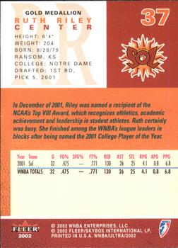 2002 Ultra WNBA - Gold Medallion #37 Ruth Riley Back