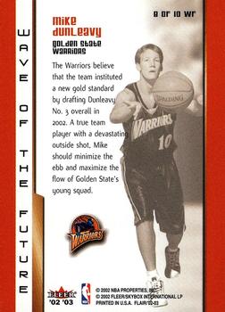2002-03 Flair - Wave of the Future #9 WF Mike Dunleavy Back