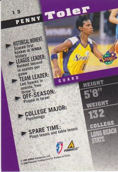 1998 Pinnacle WNBA #13 Penny Toler Back