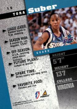 1998 Pinnacle WNBA #15 Tora Suber Back