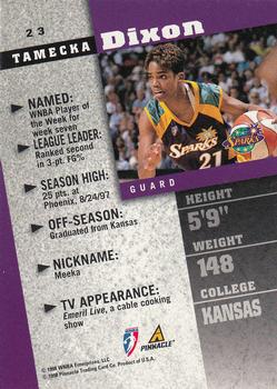 1998 Pinnacle WNBA #23 Tamecka Dixon Back