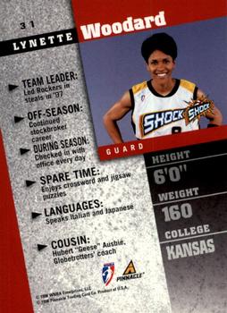 1998 Pinnacle WNBA #31 Lynette Woodard Back